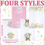Bencailor 4 Pcs Pink Floral Kitchen Towels Pink and White Flower Hand Dish - Image 3