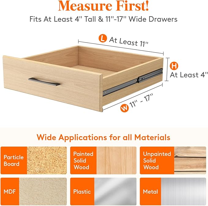 Lifewit 8 Pack 4" High Drawer Dividers 28-43.5cm/11-17" Adjustable Drawer - Image 2
