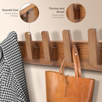 Wood Coat Rack Wall Mount with 5 Hooks, Natural Wall Coat Hook - Image 3