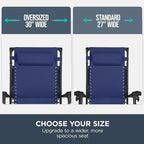 Best Choice Products 30” Wide Folding Zero Gravity Outdoor Recliner Patio Lounge Chair w/Adjustable Canopy Shade, Headrest, Side Accessory Tray - Navy Blue - Image 4