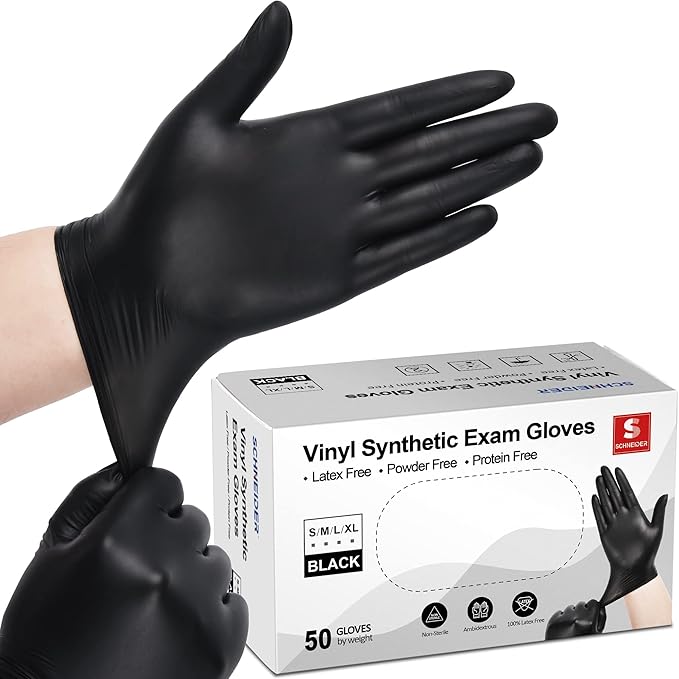 Schneider Vinyl Synthetic Exam Gloves, 4 Mil, Latex Free Disposable Gloves by Schneider