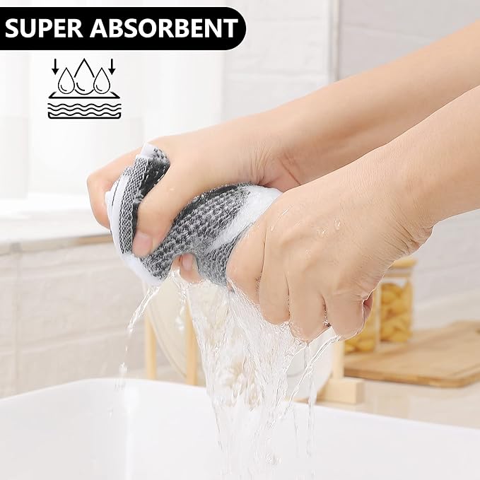 Homaxy 100% Cotton Waffle Weave Check Plaid Dish Cloths, 12 x 12 Inches - Image 2