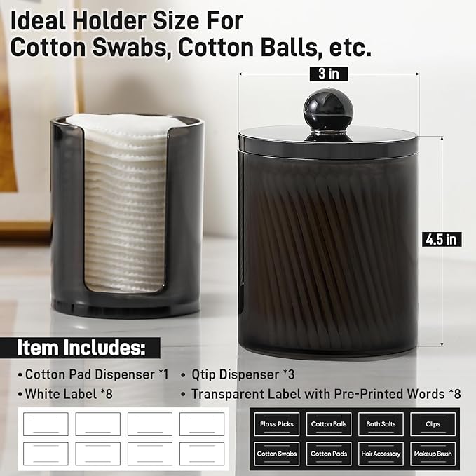 4 Pcs, Acrylic Qtip Holder Dispenser - Image 3