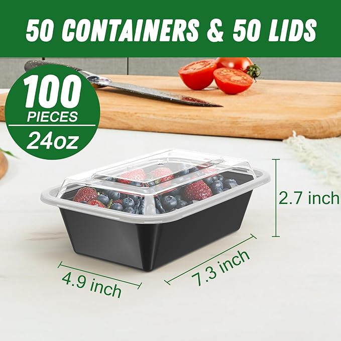 50 Pack 24 oz Meal Prep Containers Reusable - Image 2