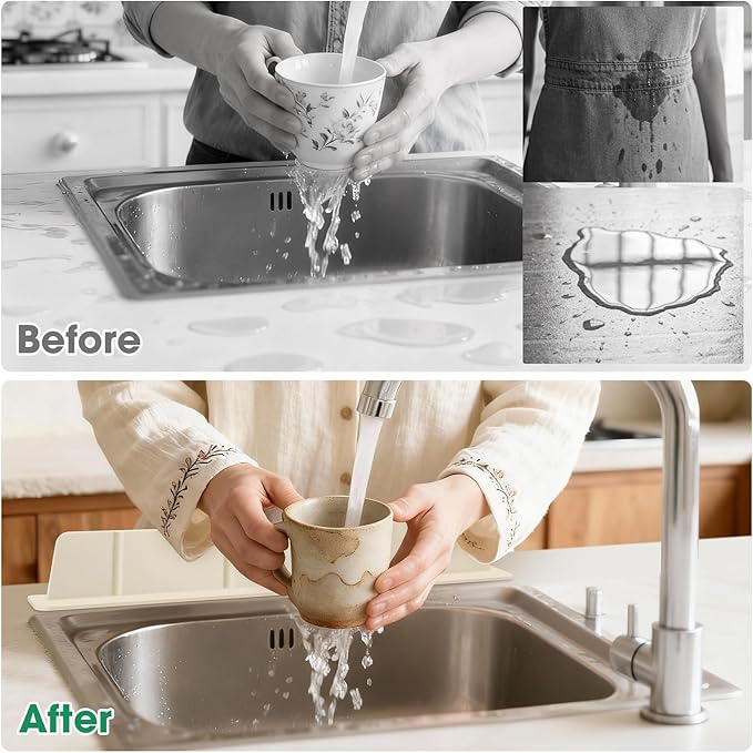 EEEKit Silicone Kitchen Sink Splash Guard, Sink Splash Protector - Image 3