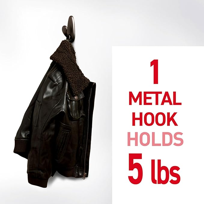 Command 5 lb Large Oil Rubbed Bronze Metal Hooks, 2 Coat Hooks and 4 Strips - Image 2