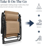 Best Choice Products Oversized Padded Zero Gravity Chair, Folding Outdoor Patio Recliner, XL Anti Gravity Lounger for Backyard w/Headrest, Cup Holder, Side Tray, Polyester Mesh - Beige - Image 5
