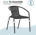 Amopatio Outdoor Dining Chairs Set of 4, Stackable Patio Chairs, Rattan Wicker Patio Chairs Set of 4, Bistro, Garden, Yard, Porch, Black - Image 7