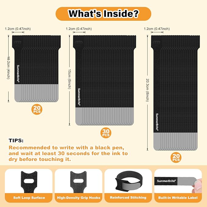 70 Pack Black Cable Ties Assorted Sizes - Image 2