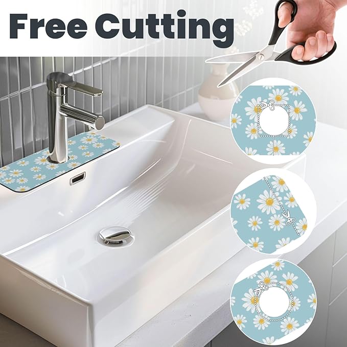 Beautiful Daisy Flower Floral Kitchen Sink Splash Guard Faucet Mat Super - Image 3