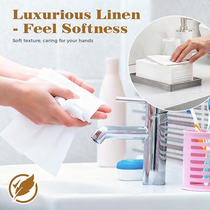 GINKGO 200 Pack Disposable Linen-Feel Guest Hand Towels, Thick & Absorbent - Image 4