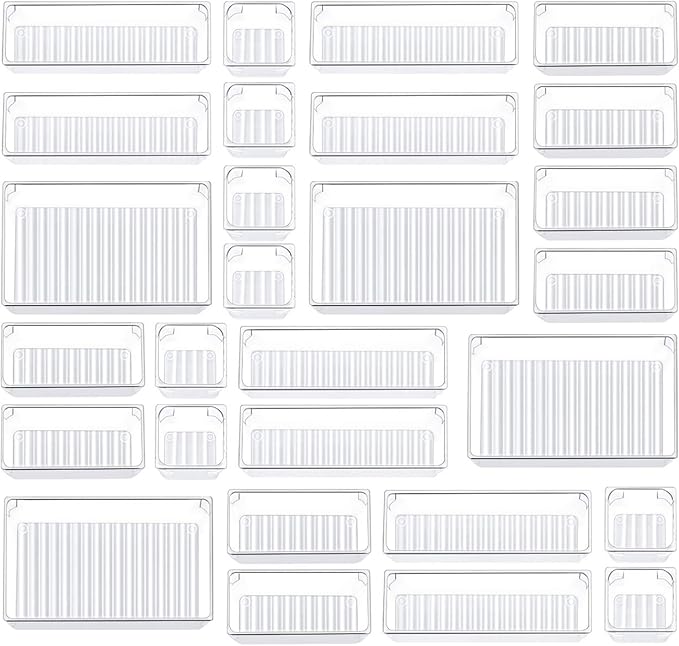Kootek 28 Pcs Drawer Organizer Set, 4-Size Bathroom Vanity Trays Makeup Desk by Kootek