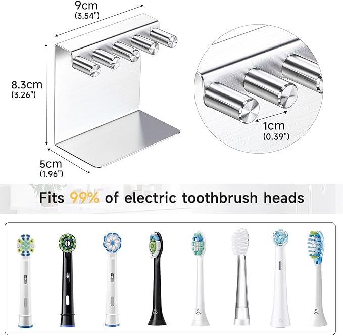 Electric Toothbrush Head Holder, Electric Tooth Brush Holder Desktop or Adhesive - Image 9