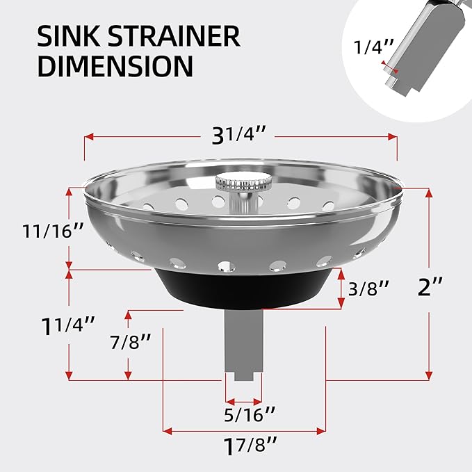 Kitchen Sink Strainer 2 Pack Drain Stopper Combo Basket Replacement - Image 9