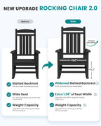 SERWALL HDPE Outdoor Rocking Chair Set of 2, Patio Rocking Chairs, All-Weather Porch Rockers for Adults, Black - Image 4