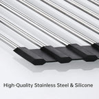 Tomorotec Foldable Stainless Steel Triangle Roll-Up Dish Drying Rack - Image 2