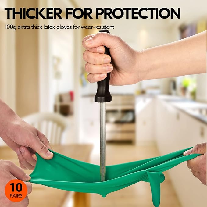 Vgo... 10-Pairs Reusable Household Gloves, Rubber Dishwashing gloves, Extra - Image 3
