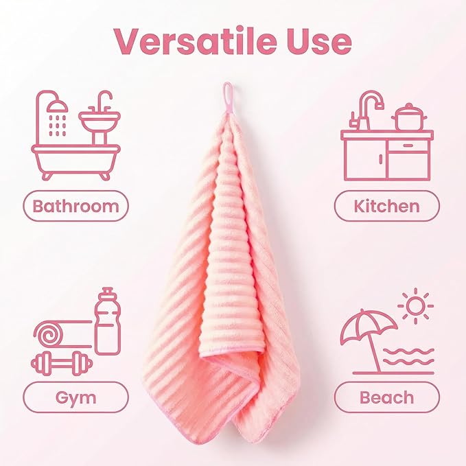 4PCS Pink Microfiber Hand Towels - Image 4