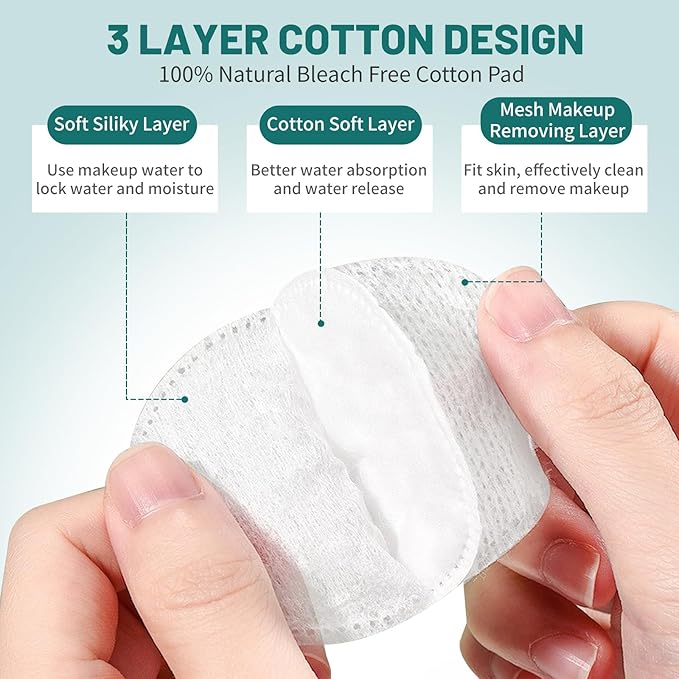 Premium Cotton Rounds for Face, 100% Pure & Natural Facial Cleansing Round Pads - Image 2