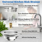 1Count 3-in-1 Kitchen Sink Drain Strainer & Stopper - Image 5