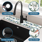 Watercolor Garland Flower Kitchen Sink Splash Guard Faucet Mat Clover Leaves - Image 4