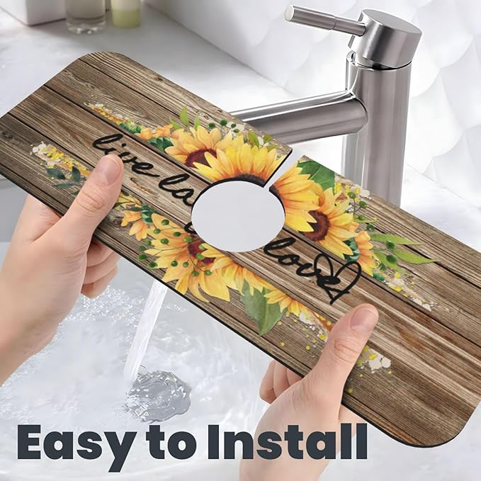 Sunflower On Board Rustic Yellow Summer Fall Live Laugh Love Kitchen Sink - Image 6