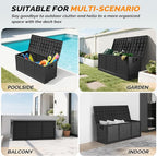 VINGLI 75 Gallon Collapsible Outdoor Storage Box, Simple-to-assemble Plastic Storage Containers with Lid, Patio Deck Box Furniture for Garden, Pool, Balcony, Yard (Full Black) - Image 7