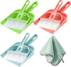 Lamoutor 3 Pack Mini Hand Broom and Dustpan Set Small Dust Pans by Lamoutor