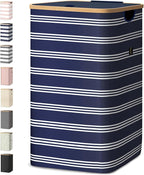 BALEINE Laundry Hamper with Lid, Tall Laundry Baskets with Bamboo Pull Handles by BALEINE
