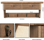 Emfogo Coat Hooks Mounted, Rustic Wood Coat Rack Mount Shelf - Image 5
