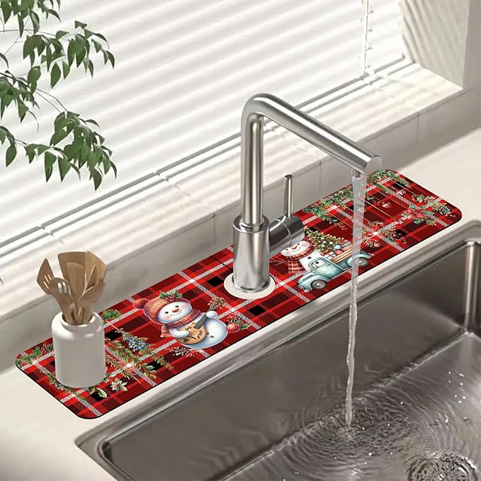 Chrismas Sink Faucet Absorbing Mat Christmas Sink Splash Guard Drying Mat by Unknown