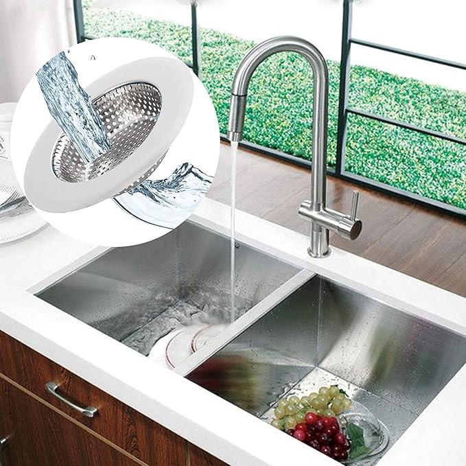 Mtsooning 2PCS Kitchen Sink Strainer, 3.5" Diameter Stainless Steel Drain Cover - Image 2