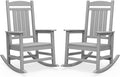 SERWALL HDPE Outdoor Rocking Chair Set of 2, Oversized Patio Rocking Chairs, All-Weather Porch Rockers for Adults, Light Gray by SERWALL