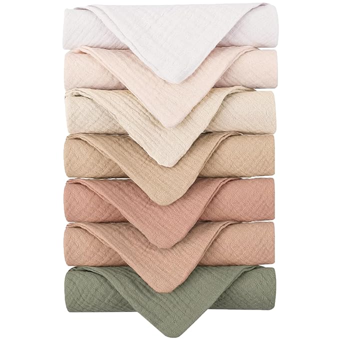 Konssy 7-Pack Soft Cotton Face Wash Cloths, Reusable Absorbent Washcloths by Konssy