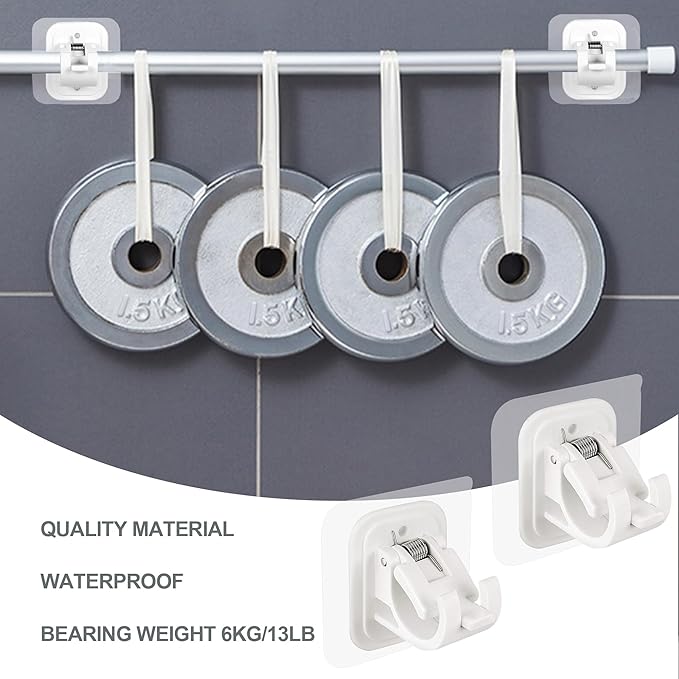 14PCS No Drill Curtain Rod Brackets No Drilling Self Adhesive Curtain Rod - Image 5