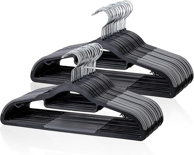 Heavy Duty Plastic Hangers 50 Pack, Space Saving Clothes Hangers, 0.2 Inches by TonswachicHangersSpaceSaver