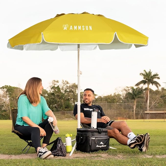 AMMSUN Shade Umbrella, Premium Portable Umbrella with Stand, 6.5ft Lightweight Free Standing Canopy for Sporting Games, Adjustable Instant Sun Protection and Easy to Carry, Yellow - Image 4