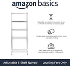 Amazon Basics 5-Shelf Adjustable Storage Shelving Unit for Garage, Steel Wire Rack, 200 Pound Loading Capacity per Shelf, 23.2" x 13.4" x 60", Chrome Finish - Image 4