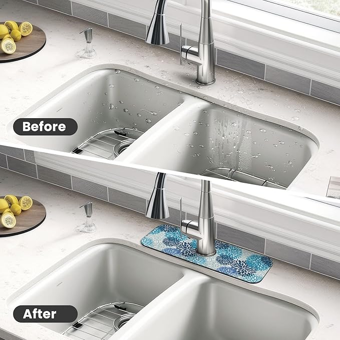 Medallion Dahlia Pinnata Floral Bobo Blue Pink Turquoise Grey Kitchen Sink - Image 4