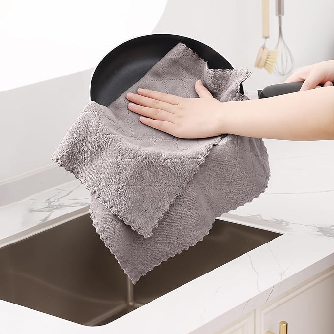 Homaxy 12 Pack Dish Towels for Kitchen, Super Soft and Absorbent Coral Velvet - Image 4