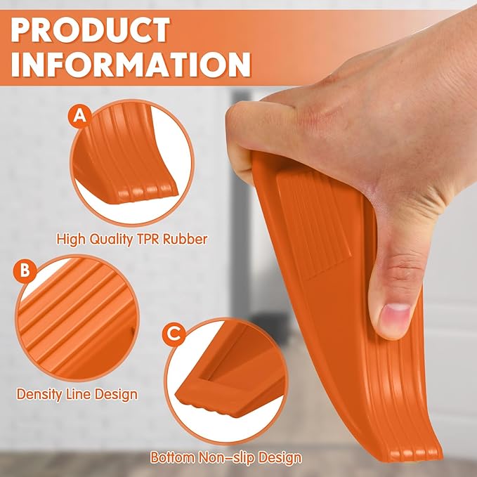 Frienda 4 Pcs Jumbo Door Stoppers Heavy Duty Door Stopper Tall up to 2inch Tall - Image 3