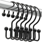Titanker Shower Curtain Hooks Black, Minimalist Simple Double Glide Shower by Titanker