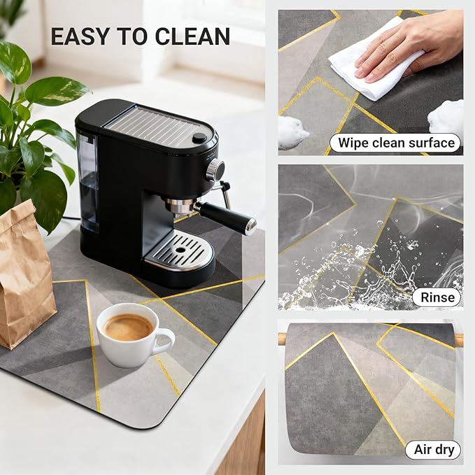 Coffee Mat Absorbent Hide Stain Rubber Backed Dish Drying Mat - Image 4