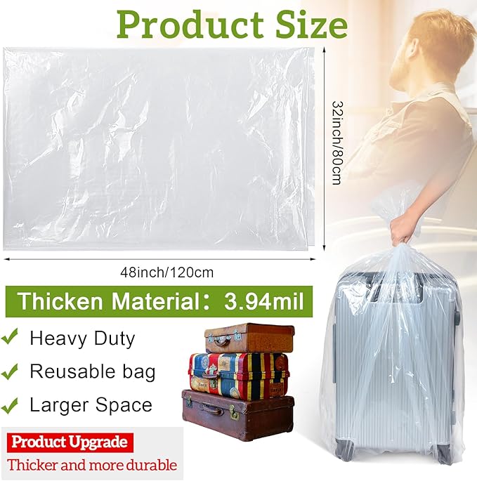 Fainne 10 Pack Extra Large Clear Plastic Storage Bags 32 x 48 Inch 3.94 Mils - Image 2