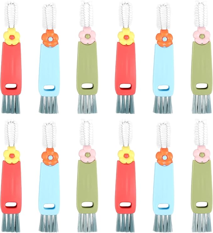 12 Pack 3 in 1 Cup Lid Cleaning Brush, 180° Rotatable Bottle Brush Gap Cleaner by Unknown
