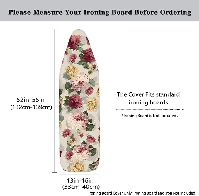 Flower Heavy Duty Ironing Board Cover and Pad Stretch Thick Padding Scorch & - Image 5