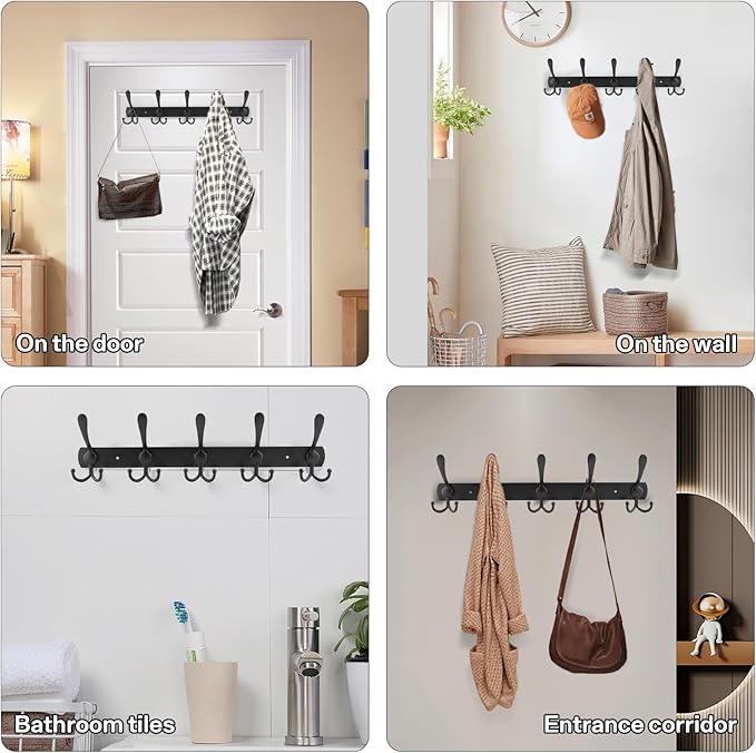 Black Wall Mounted Coat Rack – L-Shaped Towel Rack - Image 7