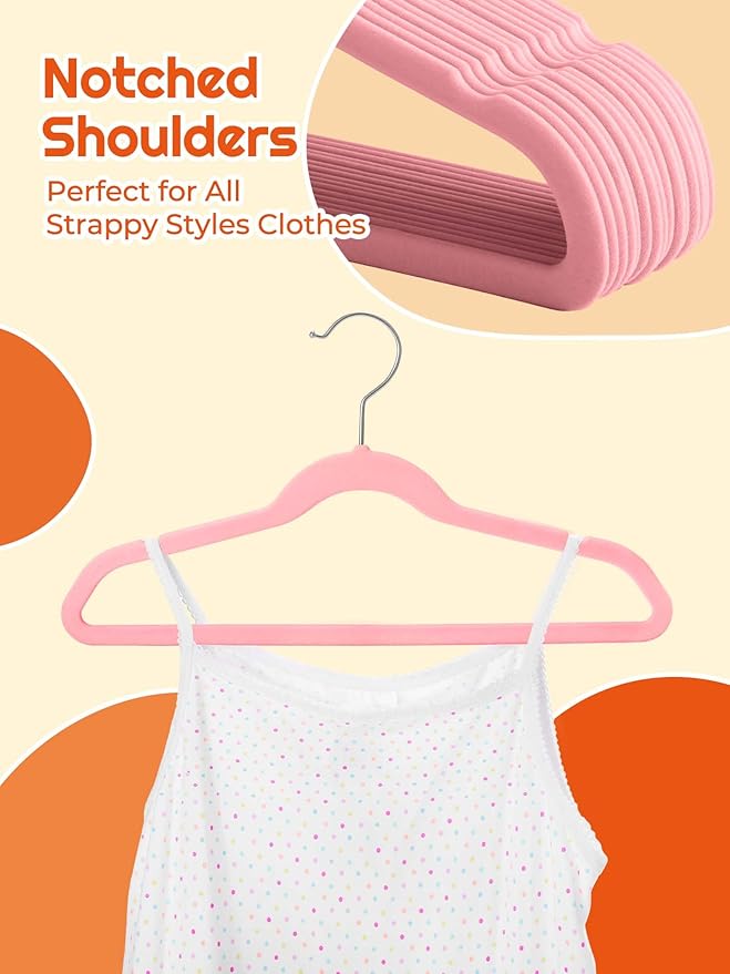 HOUSE DAY 14 Inch Kids Velvet Hangers 50 Pack, Durable Big Kids Hangers - Image 6