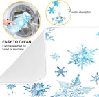 Winter Snowflake Blue Dish Drying Mat - Image 2