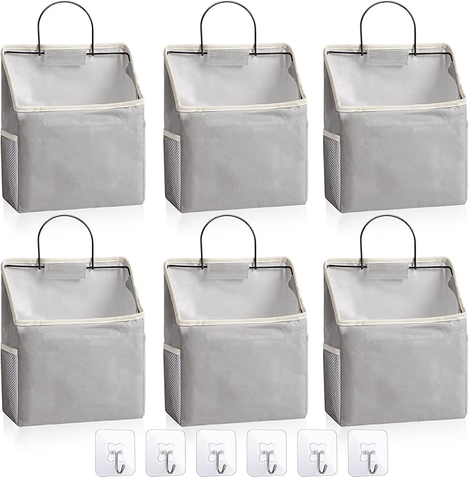 Chumia 6 Pack Wall Hanging Storage Basket Bathroom Closet Hanging Storage Bag by Chumia